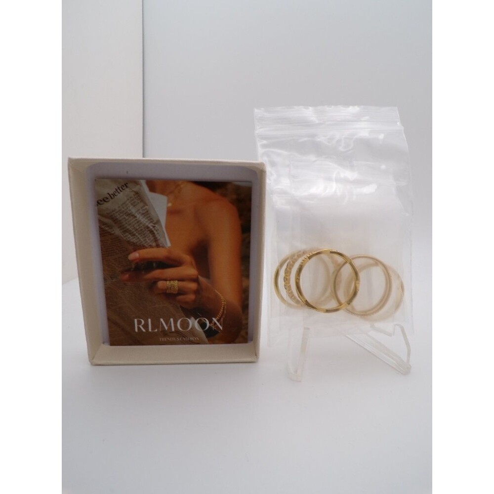 RLMOON 18062JZRS G 10A Stackable Gold Rings Set for Women 4 Pieces